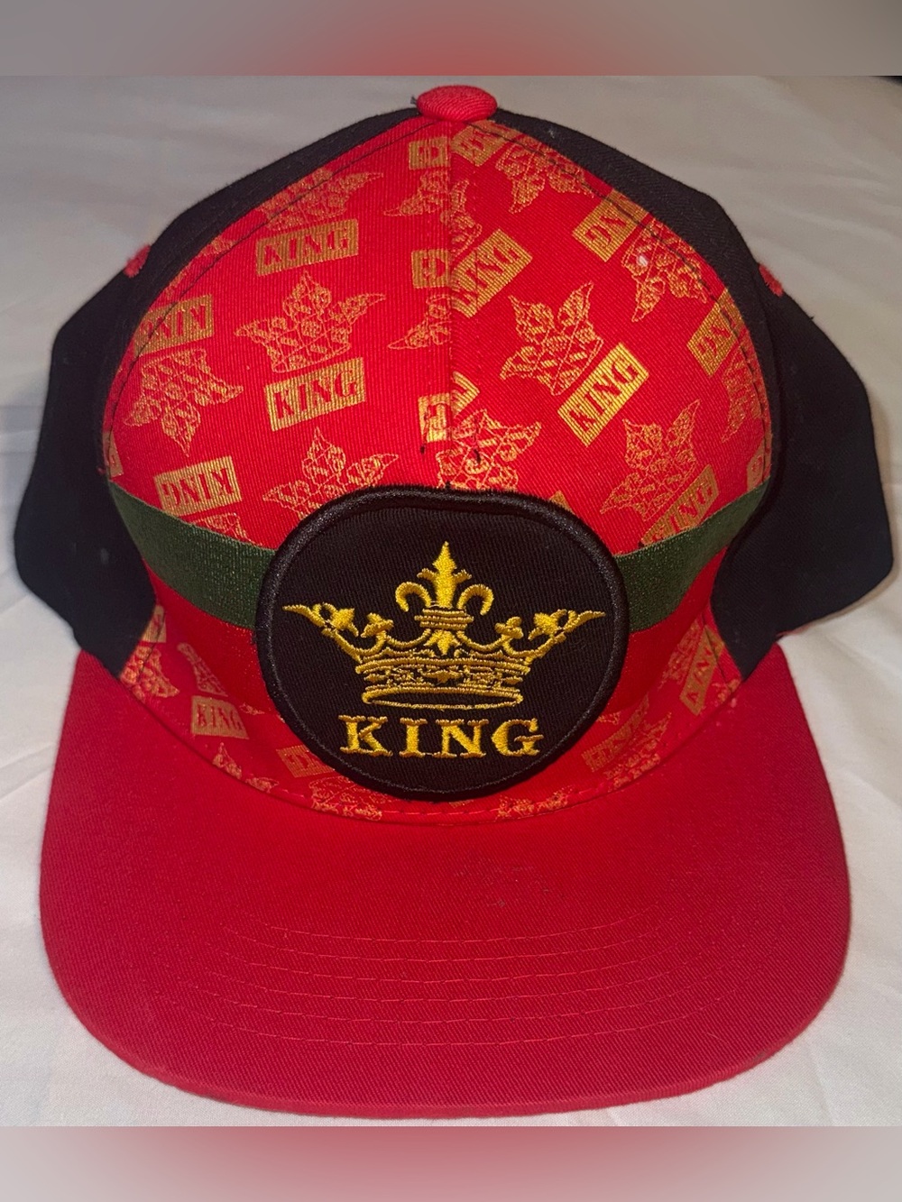 Red 'KING' Crown Patch Snapback Hat